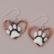 Wire Heart Mixed Metal Paw Print Earrings Online now