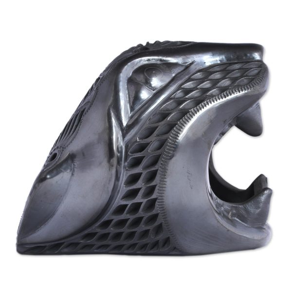 Black Balam Barro Negro Ceramic Jaguar Mask from Mexico For Cheap