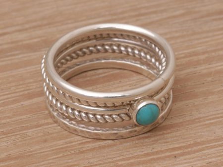 Alignment Handmade 925 Sterling Silver Turquoise Stacking Ring Discount