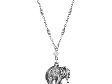 1928 Jewelry® Pewter Elephant Drop Chain Necklace 16  Adj. Cheap