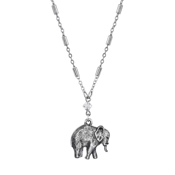 1928 Jewelry® Pewter Elephant Drop Chain Necklace 16  Adj. Cheap