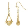 1928 Jewelry® 14K Gold Dipped Cat Face With Faux Pearl & Chain Drop Wire Earrings For Discount