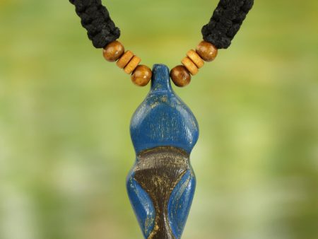 Akwatia Diamond Adjustable Sese Wood Necklace in Blue and Black from Ghana Online