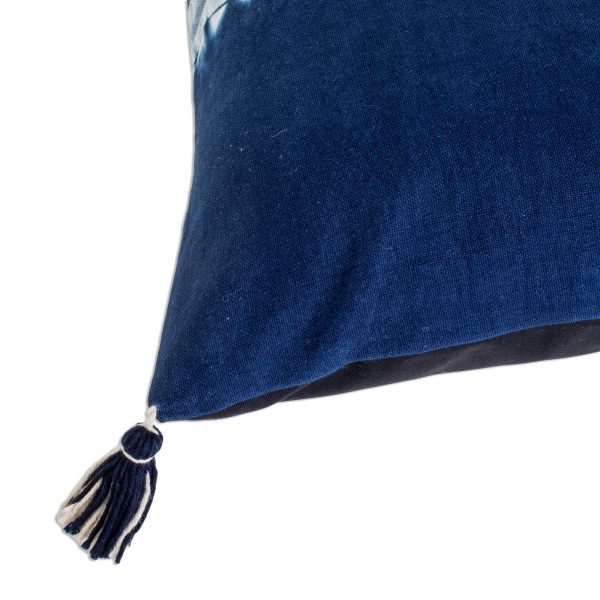 Above the Waves Striped Tie-Dyed Cotton Cushion Covers in Indigo (Pair) Sale