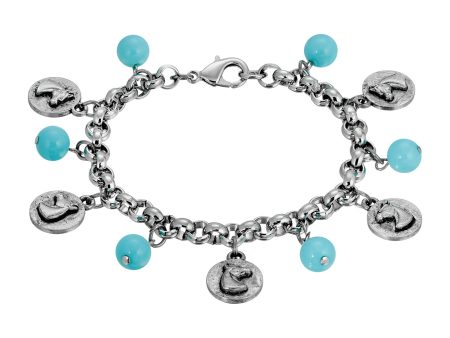 1928 Jewelry® Silver Tone Turquoise Horse Charm Bracelet Discount