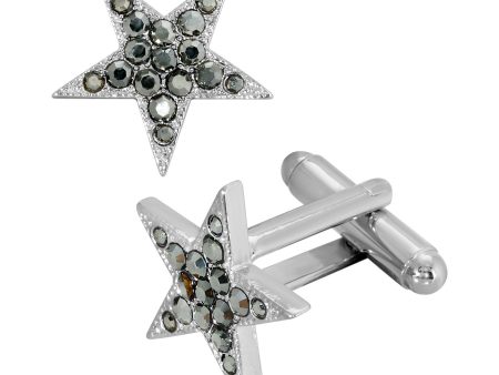 1928 Jewelry® Silver-Tone Hematite Color Crystal Star Cufflinks Online Hot Sale