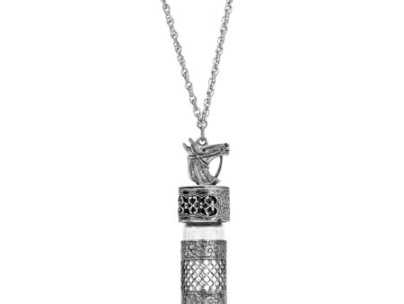 1928 Jewelry® Pewter Silver Tone Horse Vial Cap 30  Necklace For Sale