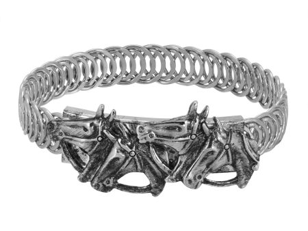 1928 Jewelry® Pewter Horse Heads Coil Bracelet Online Hot Sale