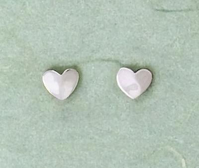 Hammered Heart Sterling Silver Post Earrings Hot on Sale