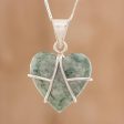 Magical Destiny Jade and Sterling Silver Heart Pendant Necklace Discount