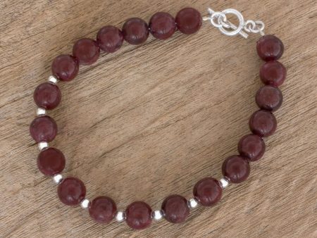 Wink of Light Garnet and Sterling Silver Beaded Bracelet from Guatemala For Discount