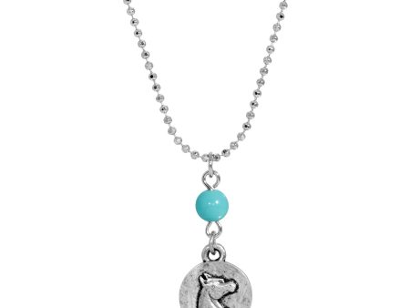 1928 Jewelry® Silver Tone Turquoise Horse Head Necklace 18 Inch For Sale