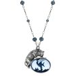 1928 Jewelry® Pewter Silver Montana Blue Beaded Cat And Fish 30 Inches Necklace Sale