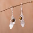 Acorns and Leaves Sterling Silver Leaves Tiger s Eye Necklace and Earrings Set Supply