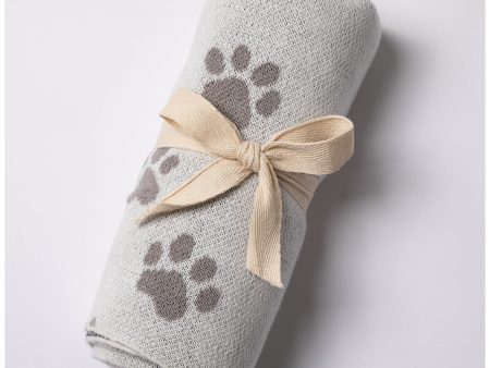 Paw Print Cotton Knit Throw Cheap