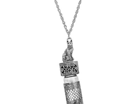 1928 Jewelry® Pewter Silver Tone Cat Vial Cap 30  Necklace Hot on Sale