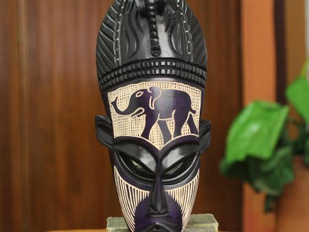 African Elephant Spirit II Hand Carved African Wood Mask Hot on Sale