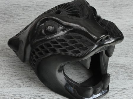 Black Balam Barro Negro Ceramic Jaguar Mask from Mexico For Cheap