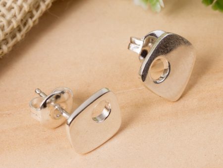 Abstract Idea Modern Taxco Silver Stud Earrings from Mexico Hot on Sale