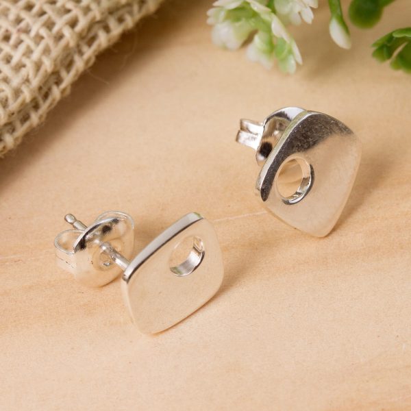 Abstract Idea Modern Taxco Silver Stud Earrings from Mexico Hot on Sale