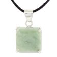 Abstract Square Handcrafted Silver and Apple Green Maya Jade Necklace Discount