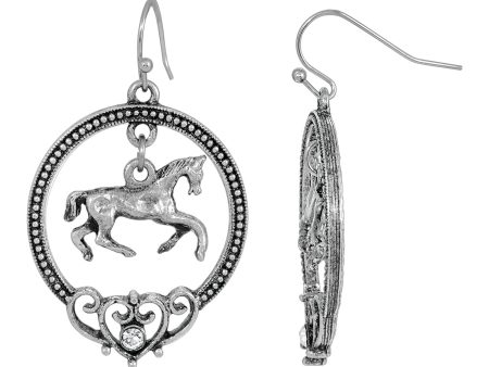 1928 Jewelry® Silver Tone Horse Hoop Earrings Online Hot Sale