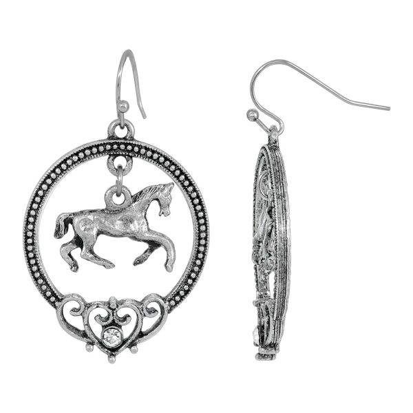 1928 Jewelry® Silver Tone Horse Hoop Earrings Online Hot Sale