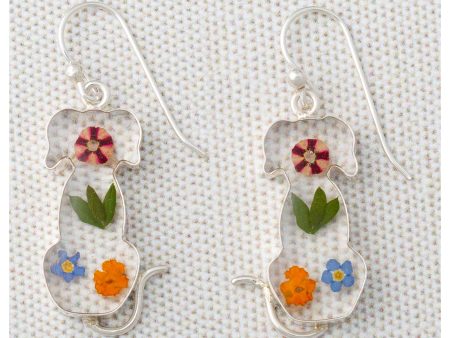 Real Flowers & Sterling Dog Earrings Sale