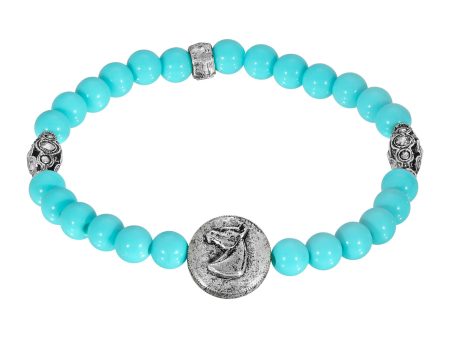 1928 Jewelry® Pewter Turquoise Color Beaded Horse Stretch Bracelet Sale