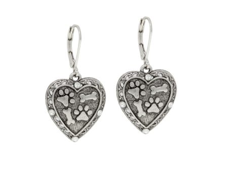 1928 Jewelry® Silver Tone Heart Paw And Bones Drop Earrings For Discount