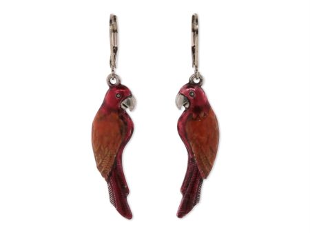 1928 Jewelry® Silver Tone Orange Red Hand Enamel Parrot Earrings For Discount