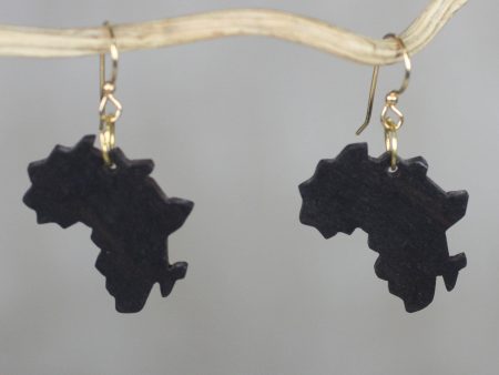 Africa Atlas Handmade Ebony Wood Africa Map Dangle Earrings from Ghana Supply