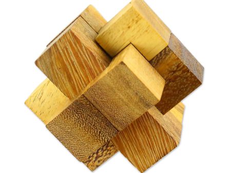 Wood Burr Hand Made Wood Puzzle Game 6 Pieces from Thailand For Sale