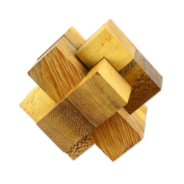 Wood Burr Hand Made Wood Puzzle Game 6 Pieces from Thailand For Sale