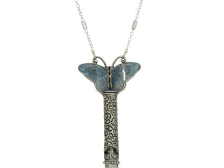 1928 Jewelry® Pewter Whistle With Blue Enamel Butterfly Necklace 30  Sale