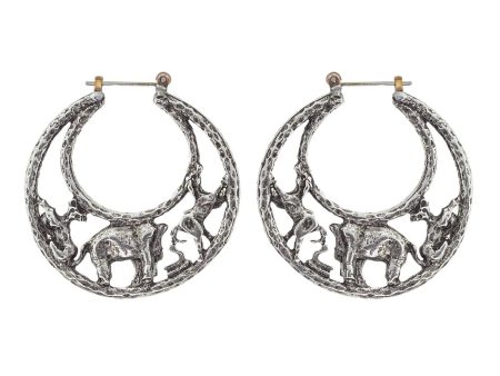 1928 Jewelry® Silver Tone Elephant Hoop Earrings Fashion