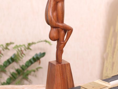 Yoga Expert Hand-Carved Yoga-Themed Suar Wood Sculpture from Bali Online