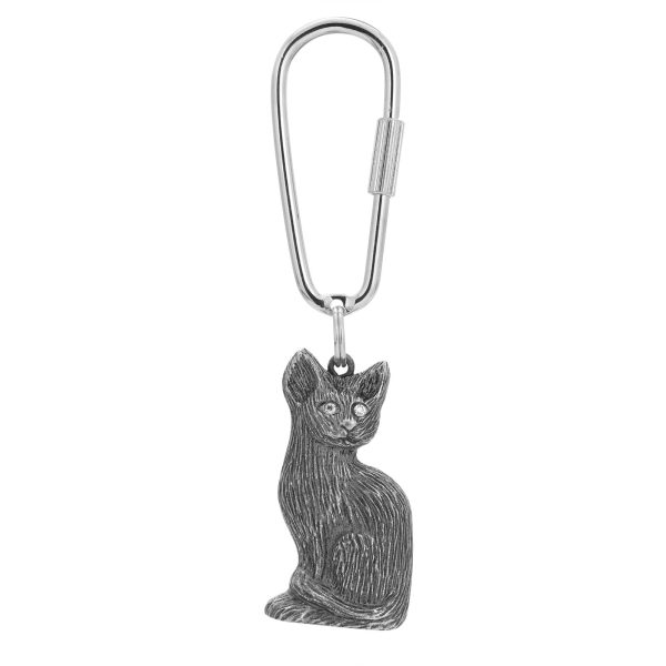 1928 Jewelry® Pewter Crystal Cat Key Fob For Cheap