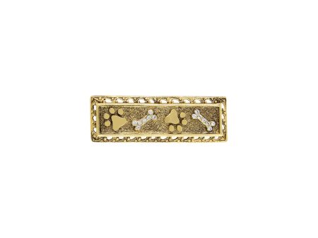 1928 Jewelry® Gold Tone Crystal Paw and Bones Bar Pin For Discount