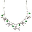 1928 Jewelry® Silver Tone Green Crystal Beaded Multi Dog Drop Necklace 16  Adj. Fashion