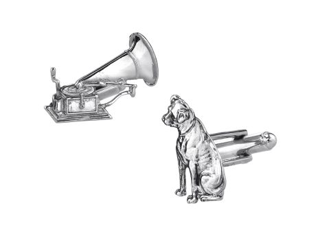 1928 Jewelry® Silver-Tone Dog And Phonograph Cufflinks Fashion