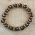 Adukrom Beauty Dark Brown Wood Beaded Stretch Bracelet from Ghana Online now