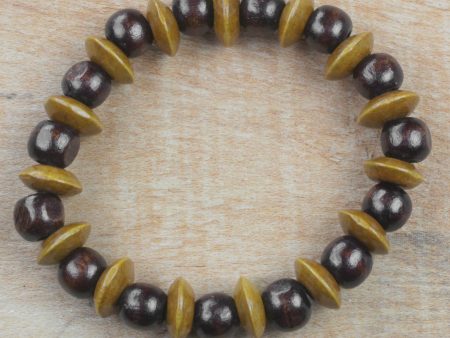 Adukrom Beauty Dark Brown Wood Beaded Stretch Bracelet from Ghana Online now