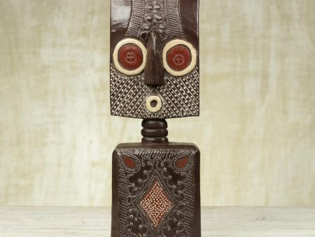 Ahomka Mask Ghanaian Sese Wood Mask Sculpture with Aluminum Plating Discount