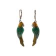 1928 Jewelry® Silver Tone Green Yellow  Hand Enamel Parrot Earrings Cheap