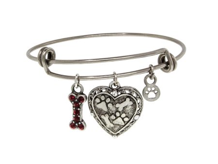 1928 Jewelry® Pewter Heart Bone Paw Print Charm Bracelet Fashion