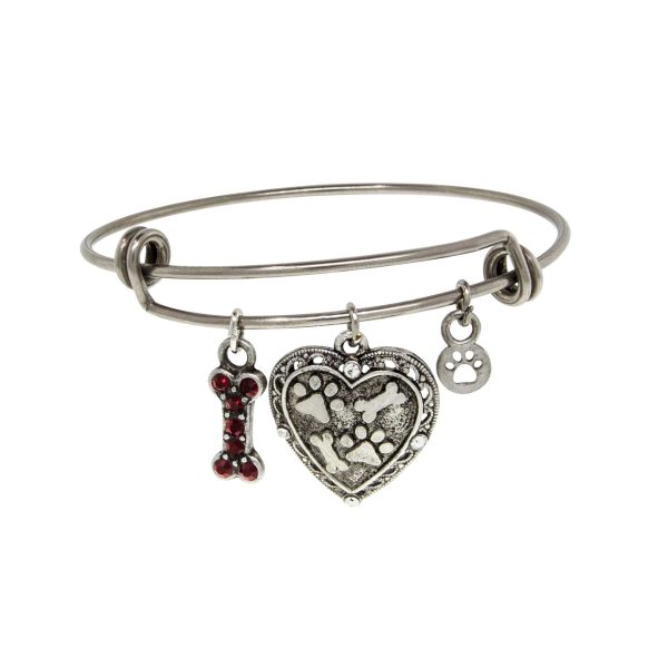 1928 Jewelry® Pewter Heart Bone Paw Print Charm Bracelet Fashion