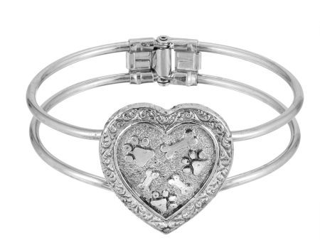 1928 Jewelry® Pewter Heart Paws And Bones Cuff Bracelet Online Hot Sale