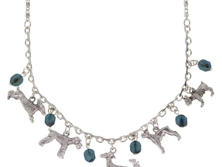 1928 Jewelry® Silver Tone Blue Crystal Beaded Multi Dog Drop Necklace 16  Adj. Cheap