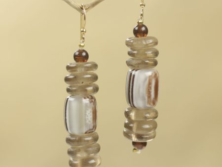 Xose in Beige African Earrings Crafted by Hand with Recycled Beads For Discount